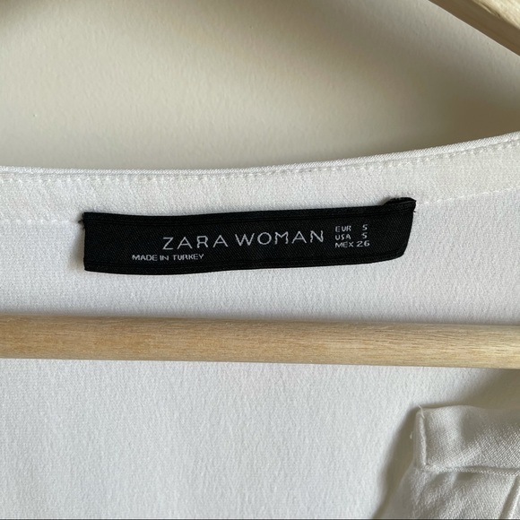 Zara crop white top with ties on sleeves - Picture 4 of 4